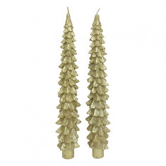Atmosphera Χριστουγεννιάτικα Κεριά Σετ 2τμχ Χρυσό Δέντρο 25cm