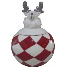 Χριστουγεννιάτικη Κεραμική Μπισκοτιέρα Τάρανδος 14cm