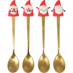 Arti Casa Χριστουγεννιάτικα Κουταλάκια Γλυκού Σετ 4τμχ. Gold