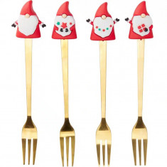 Arti Casa Χριστουγεννιάτικα Πιρουνάκια Γλυκού Σετ 4τμχ. Gold