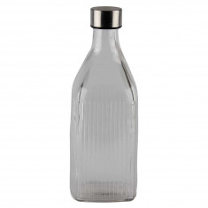 Γυάλινο Μπουκάλι Διάφανο Τετράγωνο 1lt Με Καπάκι