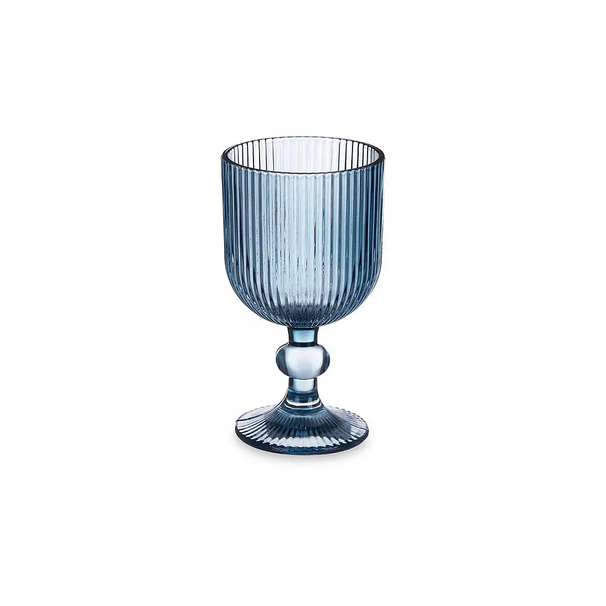 Art Regal Ποτήρι Κρασιού Με Πόδι Ανάγλυφο Γυάλινο Vivalto 260ml Σετ 6Τμχ. Blue
