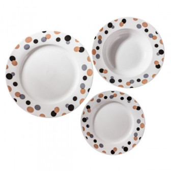 Σερβίτσιο Φαγητού Πορσελάνης 18τμχ. Dots