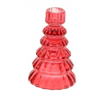 Arti Casa Χριστουγεννιάτικο Κηροπήγιο Γυάλινο Κόκκινο 13cm