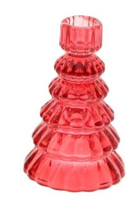 ARTI CASA Arti Casa Χριστουγεννιάτικο Κηροπήγιο Δέντρο Γυάλινο Κόκκινο 13cm