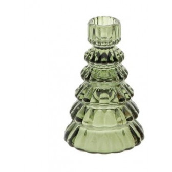 Arti Casa Χριστουγεννιάτικο Κηροπήγιο Δέντρο Γυάλινο Πράσινο 13cm