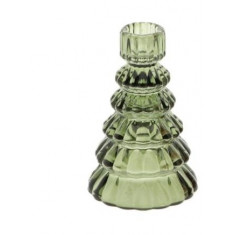 Arti Casa Χριστουγεννιάτικο Κηροπήγιο Δέντρο Γυάλινο Πράσινο 13cm