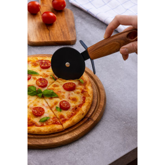 Alpina Κόφτης - Ρόδα Πίτσας Μεταλλική Μαύρη Με Ξύλινο Χέρι 19,5cm