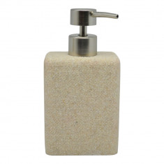 Dispenser Θήκη Για Κρεμοσάπουνο Πολυεστερική Σαγρέ Μπεζ 8,5x5,7x16,2cm