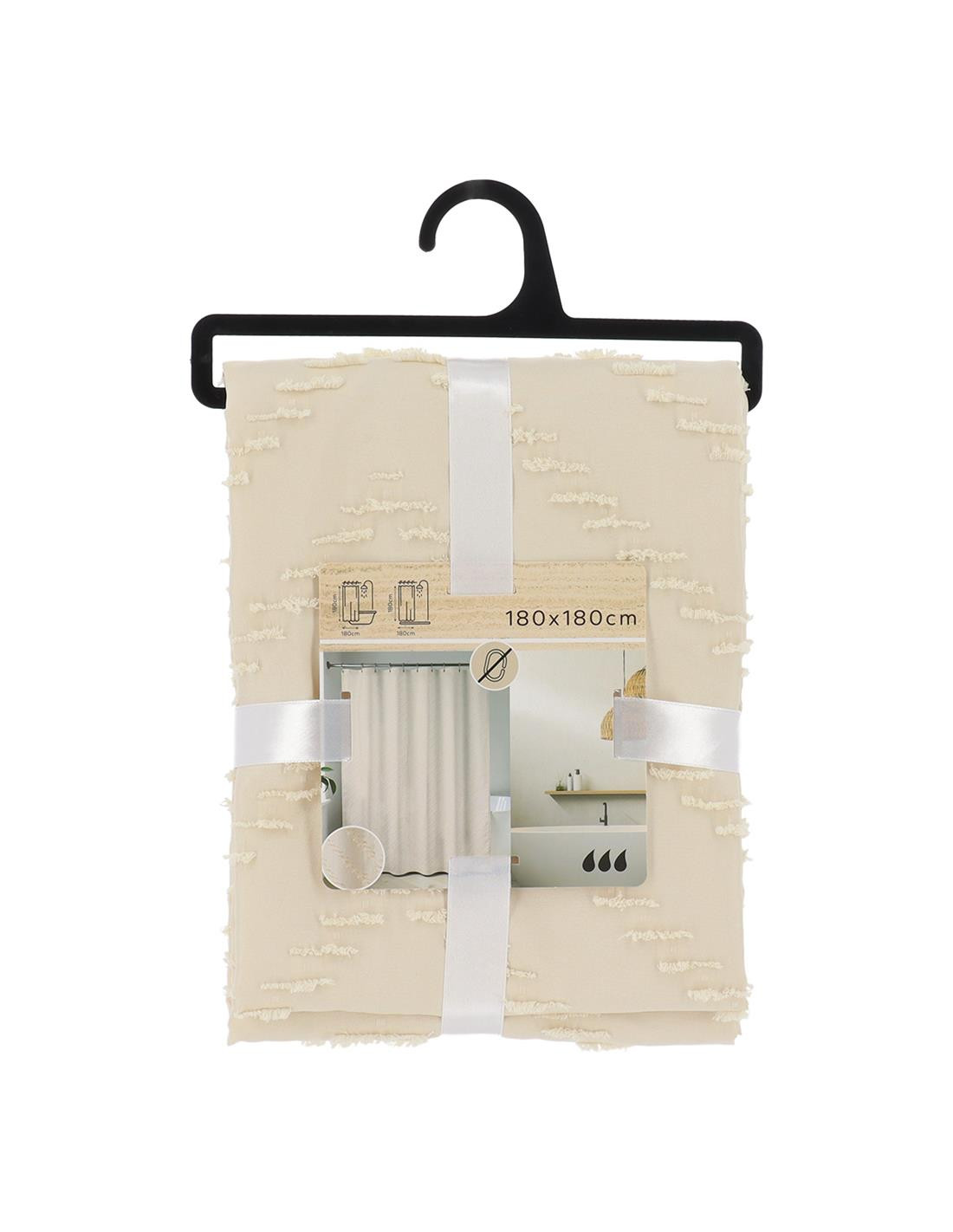 Κουρτίνα Μπάνιου Polyester Εκρού 180x180cm
