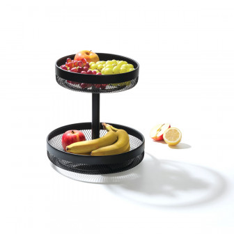 Secret De Gourmet Φρουτιέρα Μεταλλική 2όροφη Mayaj Black 30cm