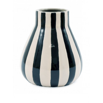 Atmosphera Διακοσμητικό Βάζο Κεραμικό Stripe Black 14cm