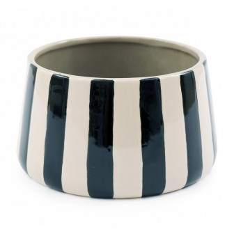 Atmosphera Διακοσμητικό Βάζο Κεραμικό Stripe Black 14cm