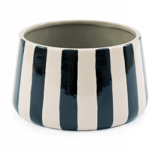 Atmosphera Διακοσμητικό Βάζο Κεραμικό Stripe Black 14cm