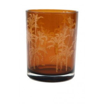 Countryfield Κηροπήγιο Γυάλινο Μελί Με Φοίνικες 10cm