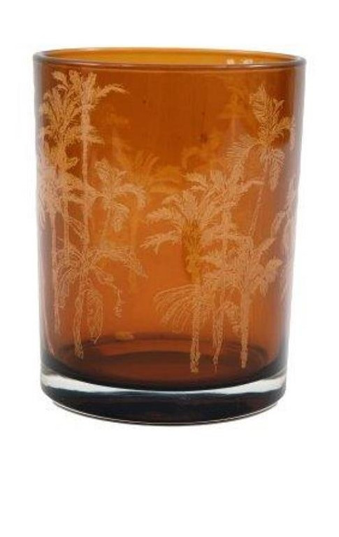 Countryfield Κηροπήγιο Γυάλινο Μελί Με Φοίνικες 10cm