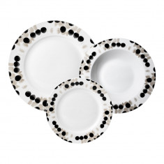 Σερβίτσιο Φαγητού Πορσελάνης 18τμχ. Dots Μαύρο/Μπεζ