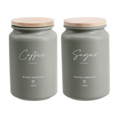Μεταλλικά Βάζα Σετ 2Τμχ, Λαδί Coffee Sugar Love 9,5x15,2cm