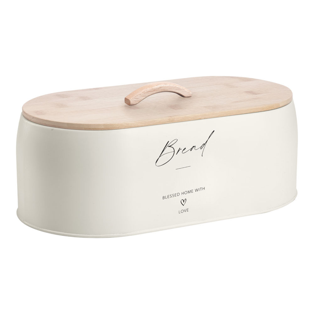 Διακοσμητικά και αξεσουαρ κουζίνας Kouzinika - ΣΗΜΑΝΤΙΚΟ: Σε περίπτωση διαφοράς τιμής από το κατάστημα ισχύει παντα και μόνο η τιμή του καταστήματος Ψωμιέρα Μεταλλική Μπεζ Με Bambbo Καπάκι Bread Love 35,5