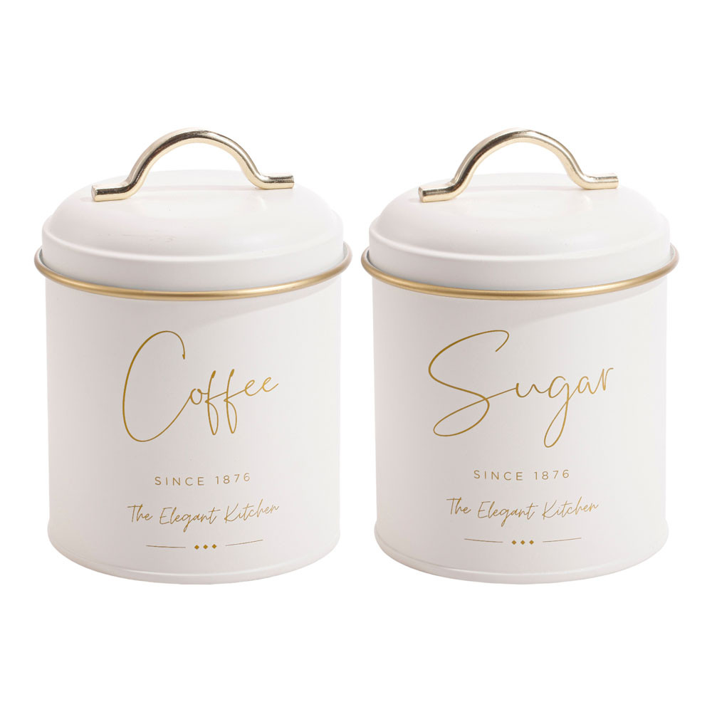 Μεταλλικά Βάζα Σετ 2Τμχ, Λευκά/Χρυσό Coffee Sugar 11x16cm