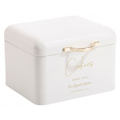 Μπισκοτιέρα Μεταλλική Λευκή/Χρυσό Cookies 18x15,5x13cm