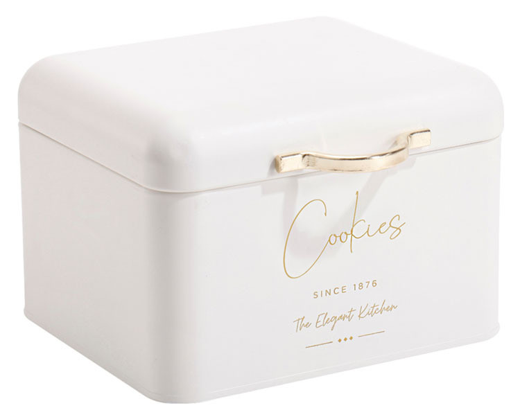 Μπισκοτιέρα Μεταλλική Λευκή/Χρυσό Cookies 18x15,5x13cm