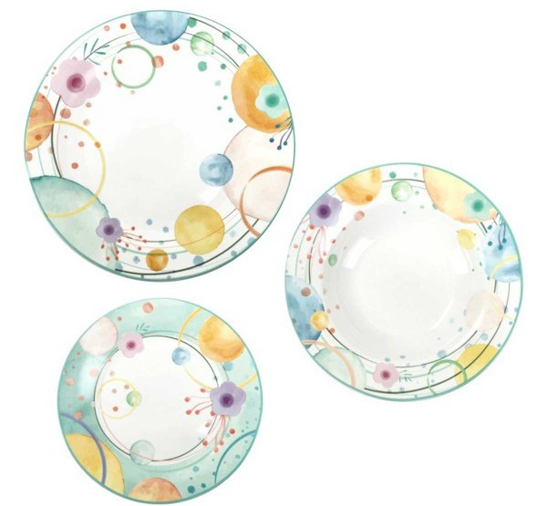 BRANDANI Brandani Σερβίτσιο Φαγητού Πορσελάνης Bollicine Σετ 18τμχ