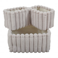 Καλάθι Βελούδινο Σετ 3Τμχ. Σε Μπεζ Χρώμα