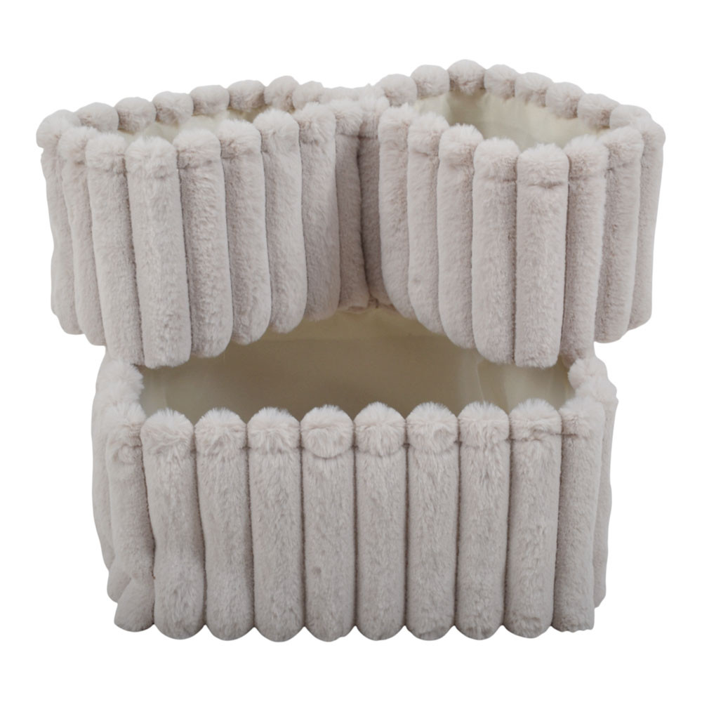 Καλάθι Βελούδινο Σετ 3Τμχ. Σε Μπεζ Χρώμα