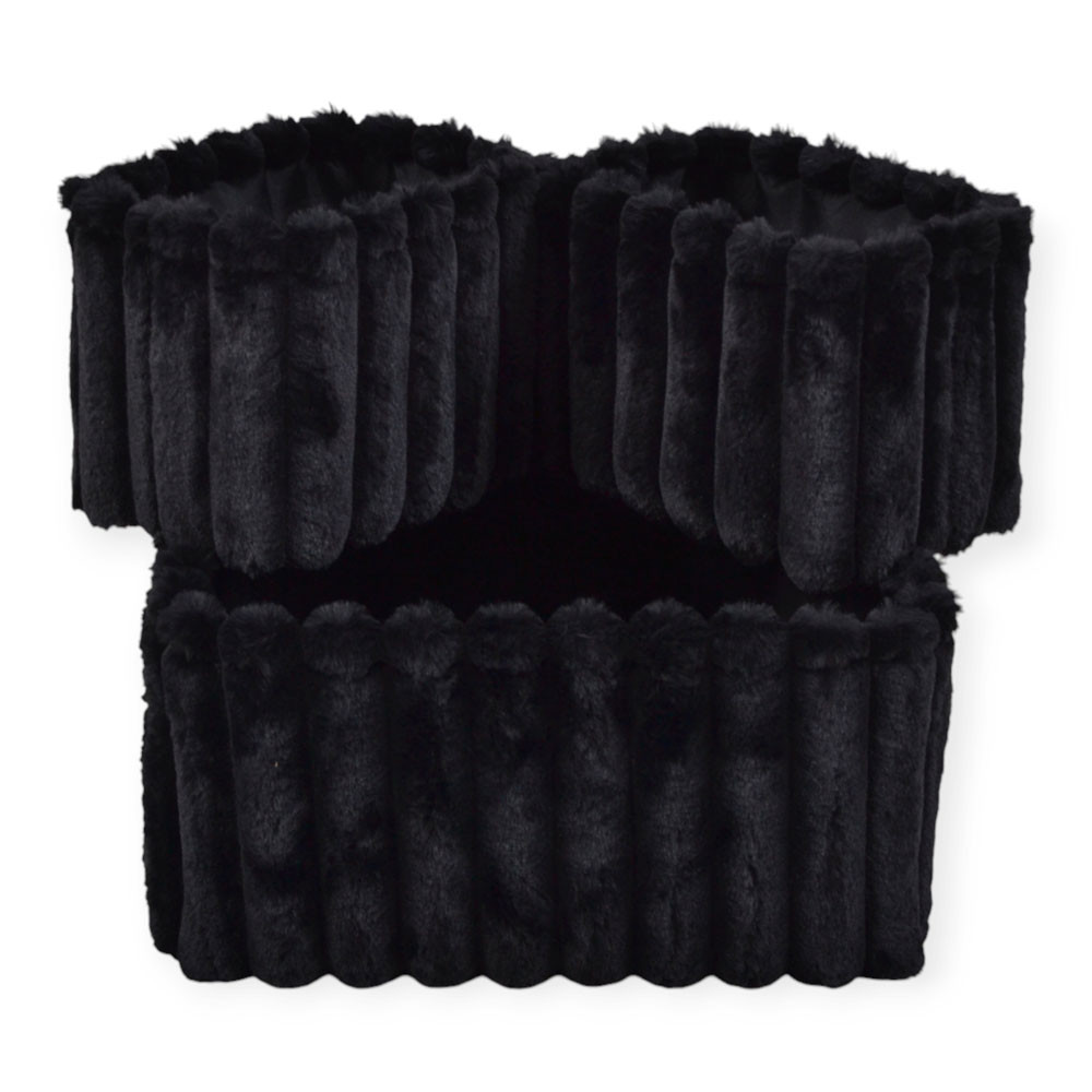 Καλάθι Βελούδινο Σετ 3Τμχ. Σε Μαύρο Χρώμα