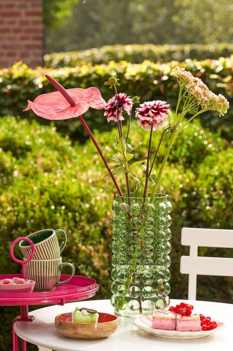 Atmosphera Διακοσμητικό Γυάλινο Βάζο Missouni Dots Green 25cm