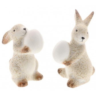 Arti Casa Πασχαλινός Κεραμικός Λαγός Με Αυγουλάκι 15cm