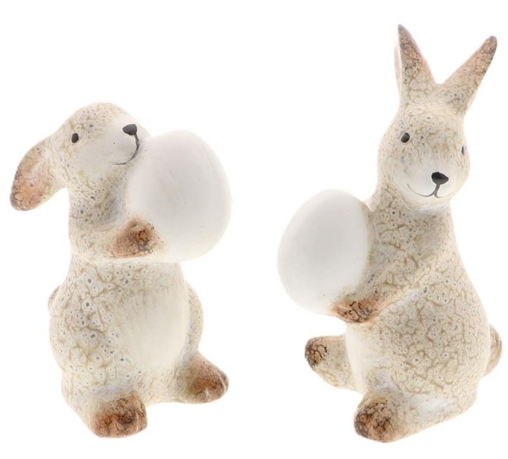 Arti Casa Πασχαλινός Κεραμικός Λαγός Με Αυγουλάκι 15cm