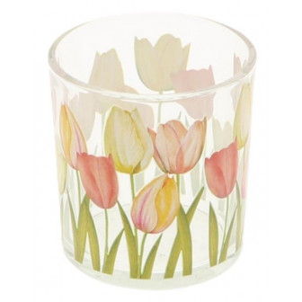 Countryfield Κηροπήγιο Γυάλινο Τουλίπες 8cm
