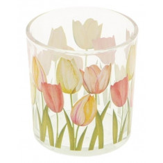 Countryfield Κηροπήγιο Γυάλινο Τουλίπες 8cm