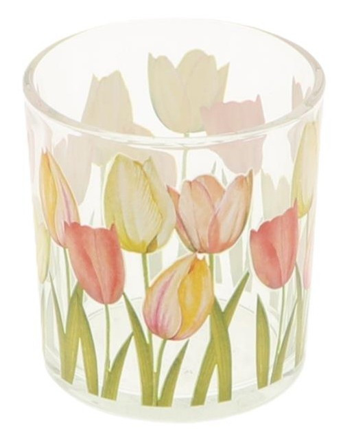 Countryfield Κηροπήγιο Γυάλινο Τουλίπες 8cm
