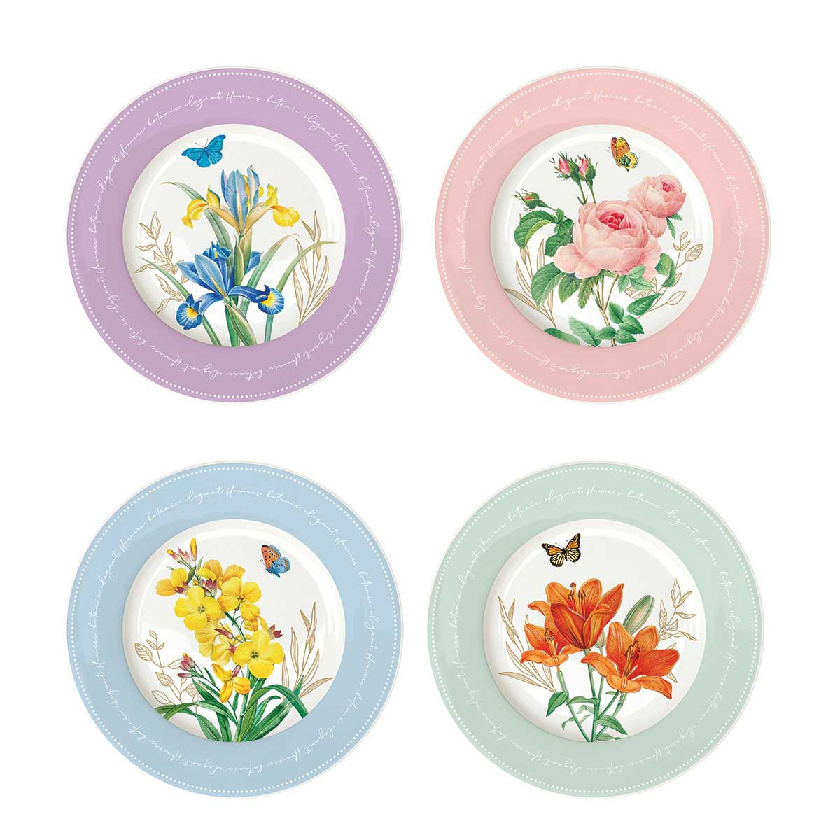 R2S Πιάτα Πορσελάνης Σετ 4τμχ. Royal Blossom 19cm.