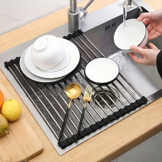 Σχάρα Στεγνώματος Αναδιπλούμενη Inox Με Σιλικόνη 48,5x33cm