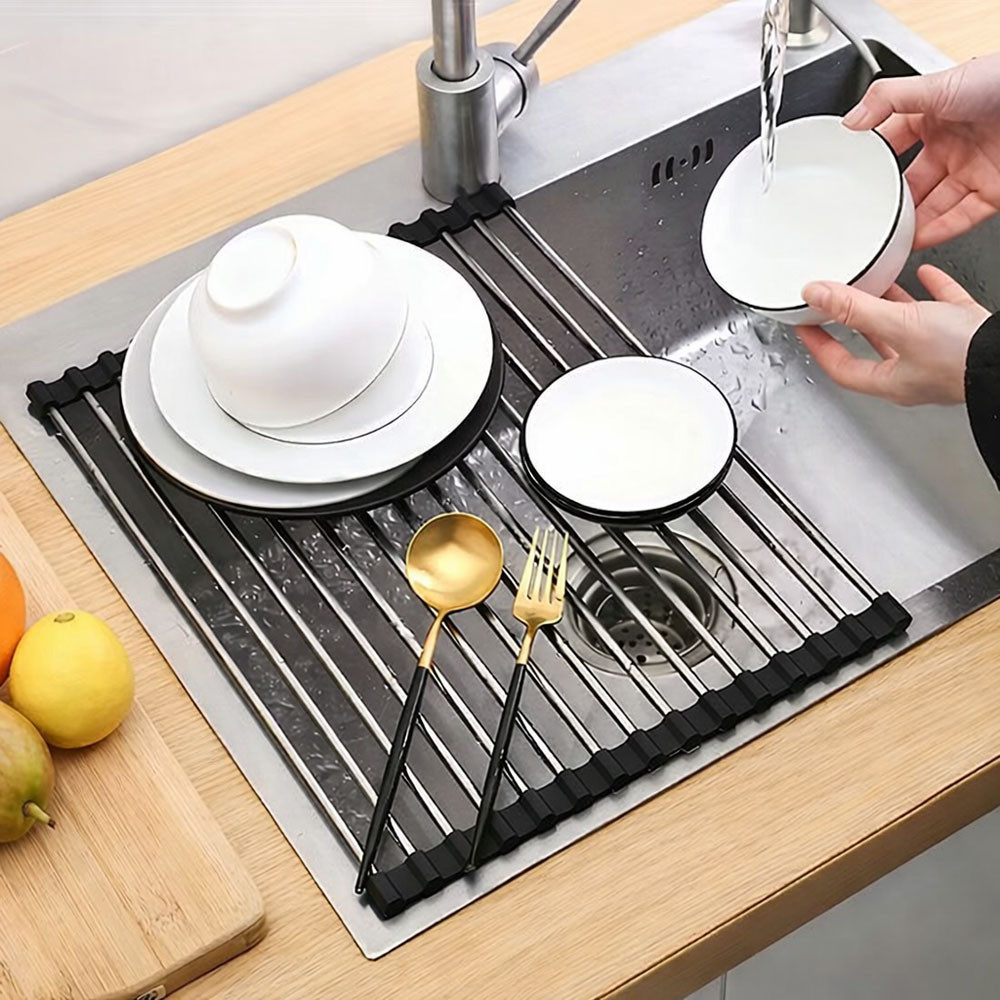 Σχάρα Στεγνώματος Αναδιπλούμενη Inox Με Σιλικόνη 48,5x33cm