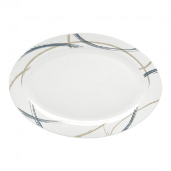 Πιατέλα Πορσελάνης Λευκή Με Σχέδιο Γραμμές 35,5cm