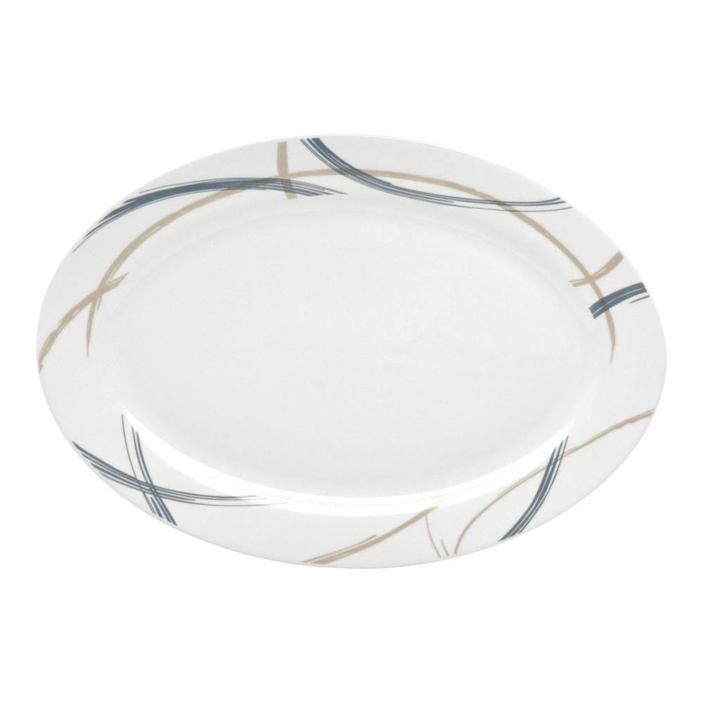 Πιατέλα Πορσελάνης Λευκή Με Σχέδιο Γραμμές 35,5cm