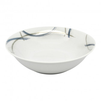 Μπολ Σαλάτας Πορσελάνης Λευκή Με Σχέδιο Γραμμές 23cm