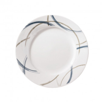 Πιάτο Φρούτου Πορσελάνης Λευκό Με Σχέδιο Γραμμές 19cm