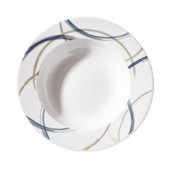 Πιάτο Βαθύ Πορσελάνης Λευκό Με Σχέδιο Γραμμές 21,5cm