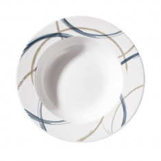 Πιάτο Βαθύ Πορσελάνης Λευκό Με Σχέδιο Γραμμές 21,5cm