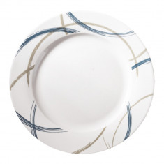 Πιάτο Φαγητού Πορσελάνης Λευκό Με Σχέδιο Γραμμές 26,5cm