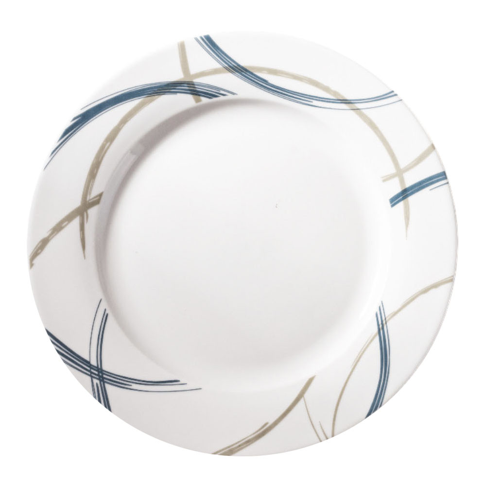 Πιάτο Φαγητού Πορσελάνης Λευκό Με Σχέδιο Γραμμές 26,5cm