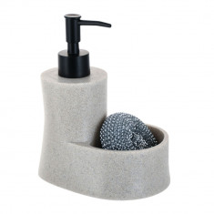 Dispenser Θήκη Για Υγρό Απορρυπαντικό Πιάτων Με Σφουγγάρι Μπεζ