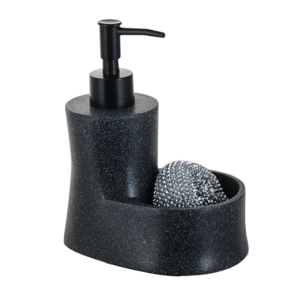 Dispenser Θήκη Για Υγρό Απορρυπαντικό Πιάτων Με Σφουγγάρι Μαύρο