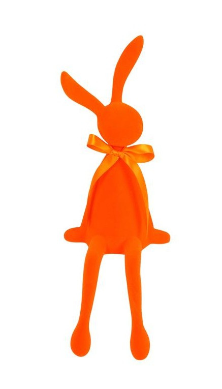 Arti Casa Πασχαλινός Διακοσμητικός Λαγός Βελουτέ Καθιστός Πορτοκαλί 38cm
